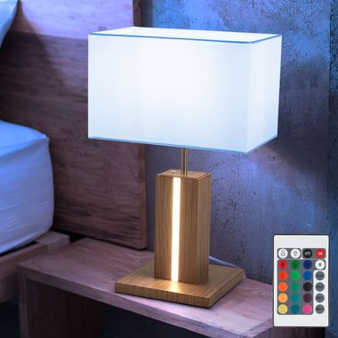 Lampe de chevet à Led en bois avec variateur - Comptoir des Lampes