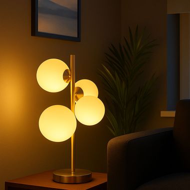 LED tafellamp, metaal, glas, H 51 cm