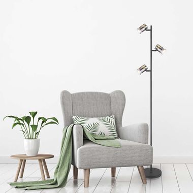 Lampada da terra, metallo, nero, H 154 cm