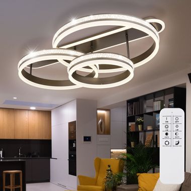 LED plafondlamp, metaal, aluminium, memory, afstandsbediening, L 80 cm