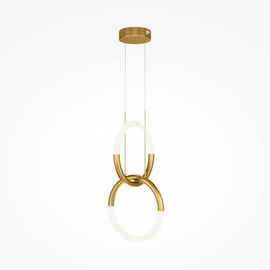 Suspension LED, anneaux en métal doré, 2 ampoules