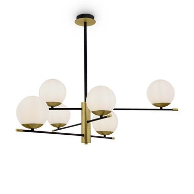 Pendant lamp, metal glass, matt gold, D 100 cm