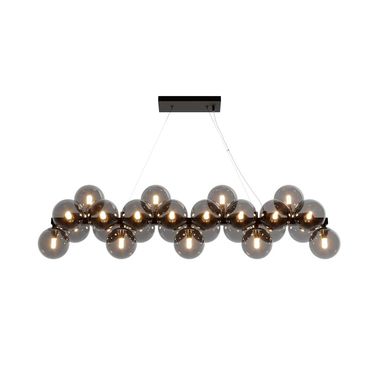 Pendant lamp, metal glass, black, 25-light, L 123.5 cm