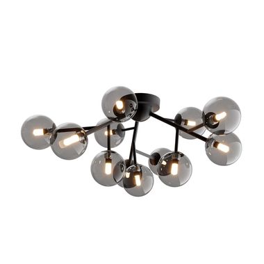 Ceiling lamp, metal glass, black, D 60 cm