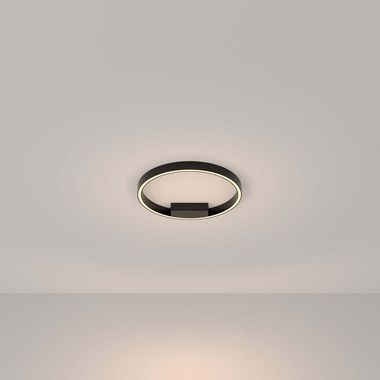 LED ceiling light, black metal, ring design, D 40 cm