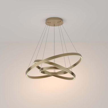 Suspension LED, aluminium laiton, réglable en hauteur, H 120 cm