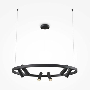 Suspension LED noire, spots orientables, H 120 cm