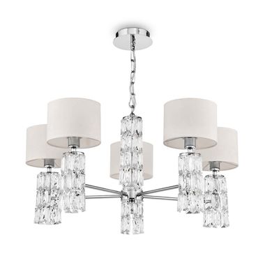 Chandelier, metal, chrome crystals, glass, E14 fittings