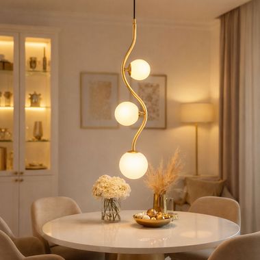 Lampa wisząca, metal w kolorze złotym, regulowana wysokość, G9