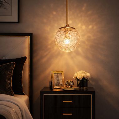 Lampa wisząca, metal mosiężny, regulowana wysokość, gniazdo E27