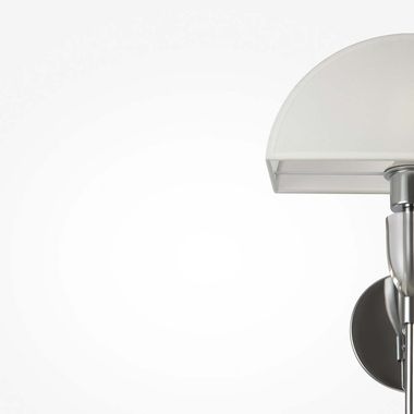 Lampada da parete, metallo cromato, ottone, paralume in cotone, E27