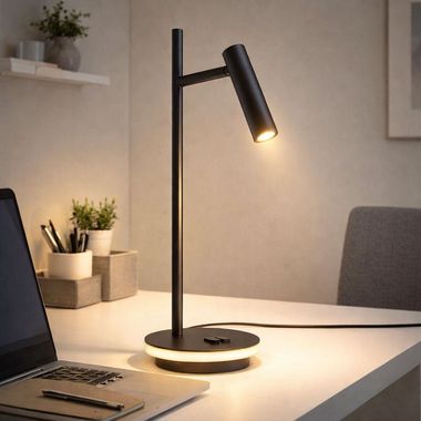 Lampa stołowa LED, czarna, ruchomy reflektor wys. 45,5 cm