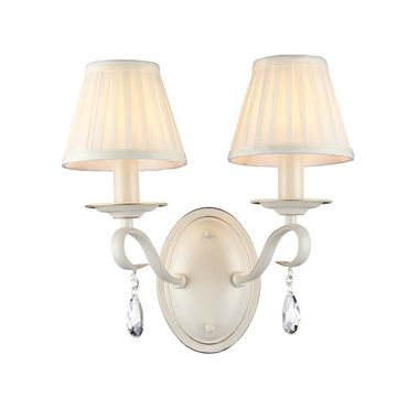 Wall lamp, beige metal, crystal hangings, E14 socket