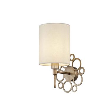 Wall lamp, antique gold, metal, fabric shade, H 30cm