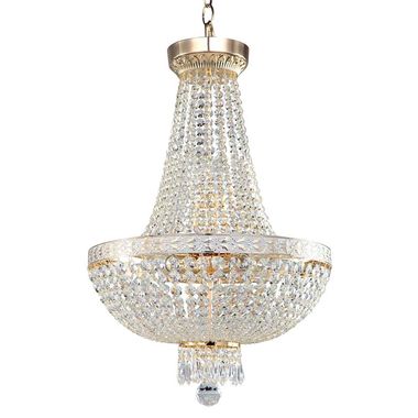 Pendant lamp, metal, gold, crystals, D 40 cm