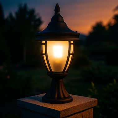 Lampadaire, métal, noir, résistant aux intempéries, IP44, D 18,2 cm