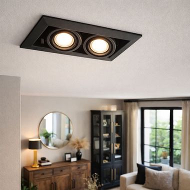 Spot encastrable, métal, noir, L 24,5 cm