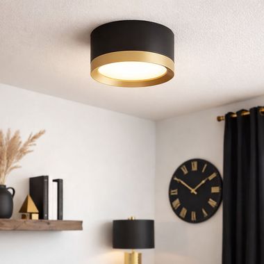 Lampa sufitowa, aluminium, 1-światło, czarne złoto, D 8,5 cm