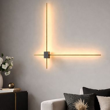 Lampa ścienna LED, konstrukcja prętowa, aluminium, złoto-czarna, dł. 64,5 cm