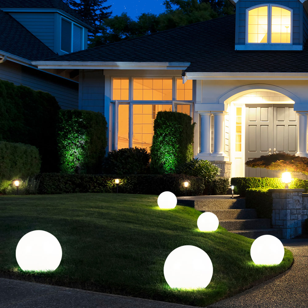 Trango 200 Boule De Jardin *GARDEN* Boule Lampe IP44 Boule Lumière 20cm En Blanc Avec Environ 5m De Câble D'alimentation Et 1x Douille E27 Adaptée Aux Ampoules LED Lampes D'extérieur, Spot