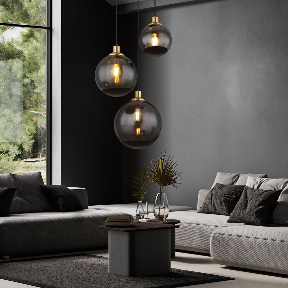 hängeleuchte glas modern pendellampe wohnzimmer rauchglas schwarz