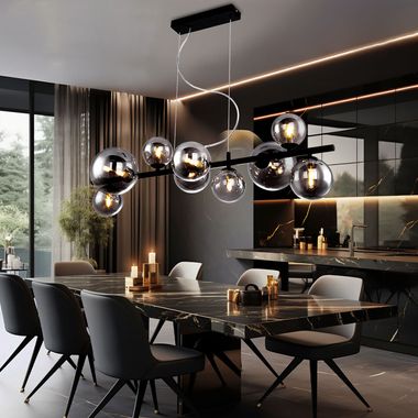 Suspension LED, spots boules en verre, noir, L 86 cm