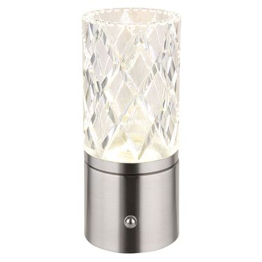 Lampa stołowa LED, metal, nikiel-chrom, ściemniacz dotykowy, AKKU