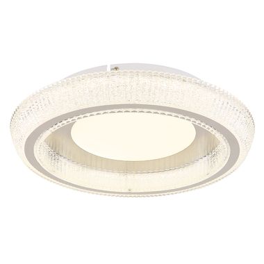Plafoniera LED, cristalli, CCT, opale, D 40 cm
