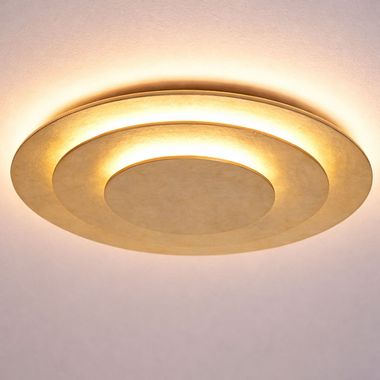 LED ceiling light, metal gold, D 35 cm