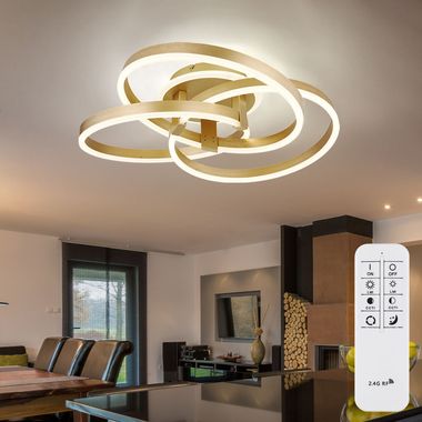 LED plafondlamp, dimmer, nachtlamp, goud, CCT, L 60 cm