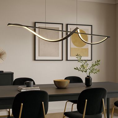 LED Hängeleuchten, Metall, Schwarz, Höhenverstellbar, L 120 cm