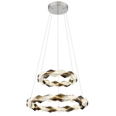 LED hanging lamp, clear smoked crystals, height adjustable, H 130 cm