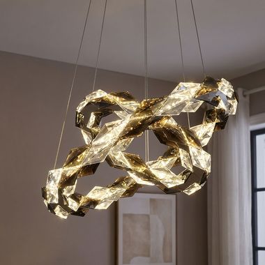 LED Hängelampe, Kristalle rauch klar, Höhenverstellbar, H 130 cm