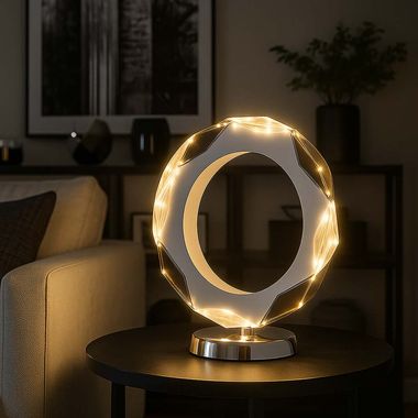 LED Tischlampe, Kristall rauchfarben, verchromt, H 27 cm