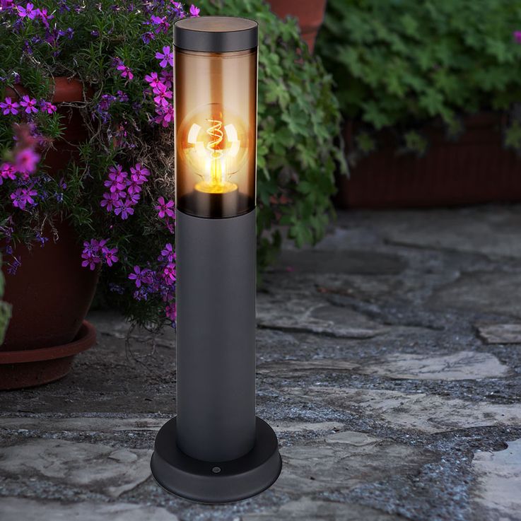 Lampe d'extérieur, argent, lampadaire de jardin, moderne, éclairage de  chemin, résistant aux intempéries, acier inoxydable mat, 1x E27, DxH 7,6x45  cm, ETC Shop: lampes, mobilier, technologie. Tout d'une source.