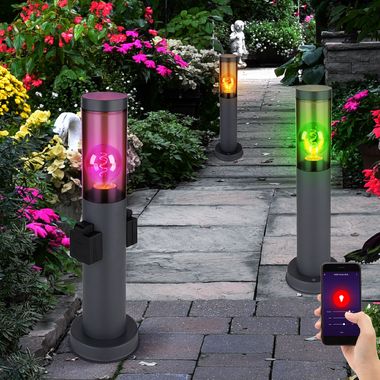 3x Listwa przypodłogowa LED RGB, gniazda, sterowanie aplikacją, wys. 45 cm