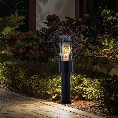 Lampada da terra, acciaio inossidabile, nero, metallo, IP44, H 50 cm