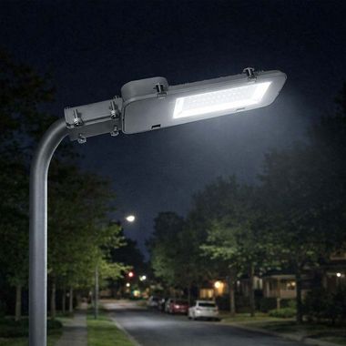 LED Straßenleuchte Außenlampe, grau, kaltweiß, IP65 30W