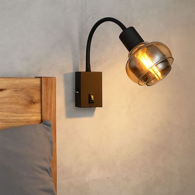 LED wall light, Flexo spot, metal, black, H 46.5 cm