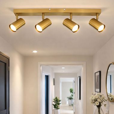 Ceiling light, gold, spots movable, L 56 cm