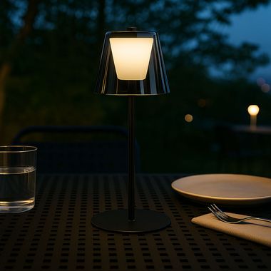 Lampada da tavolo a LED per esterni, nero fumo, touch dimmer, batteria ricaricabile H 35 cm