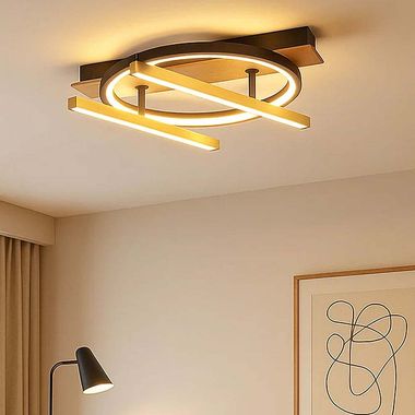 Plafoniera LED, effetto legno, orientabile e inclinabile, 3 modalità di illuminazione, D 40 cm