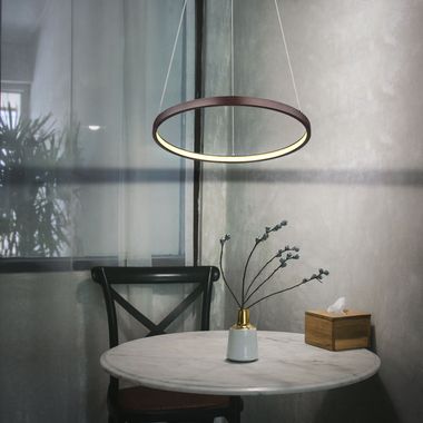 [Bundle] LED pendant light, metal, coffee colour, 3000K, H 120 cm