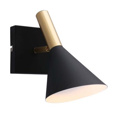 Wandleuchte, Metall schwarz gold, beweglicher Spot, H 10 cm