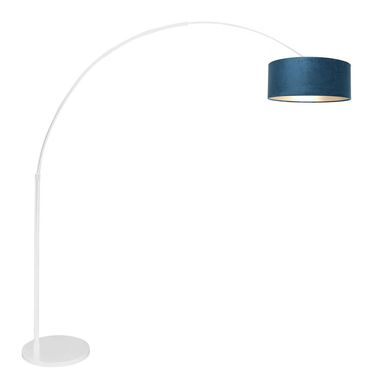 Lampadaire, métal, blanc, bleu, réglable en hauteur, H 180 cm