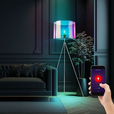 RGB LED tripod floor lamp, shade multicolor, height 155 cm
