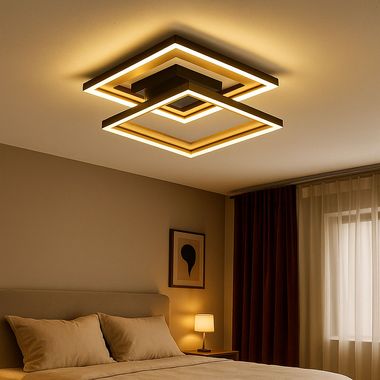 LED plafondlamp, zwart, dimbaar, timer, CCT, L 56,8 cm