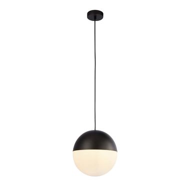 Pendant lamp, steel, glass, black, height adjustable, H 150 cm