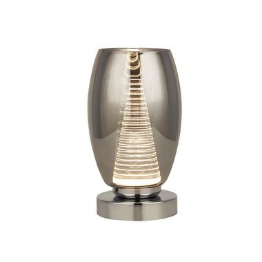 Table lamp, metal chrome, glass smoke-colored, H 20.5 cm