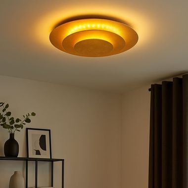 Lampa sufitowa LED, metal, kolor złoty, D 18cm